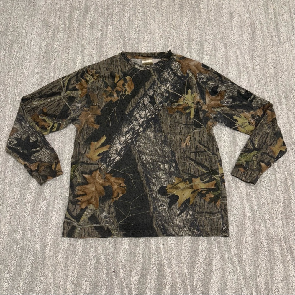 VTG Field Staff Mossey Oak Camo Long Sleeve T Shirt Hunting Outdoors Men’s Sz L